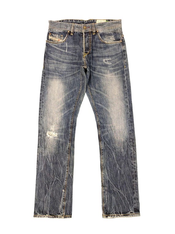 パンツ hard faded clawmark denim Vintage Diesel Faded Denim Jeans: Y2K Clawmark Distress, Made in