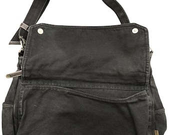 Vintage Grand Stone Canvas Sling Bag: Black Crossbody - Etsy