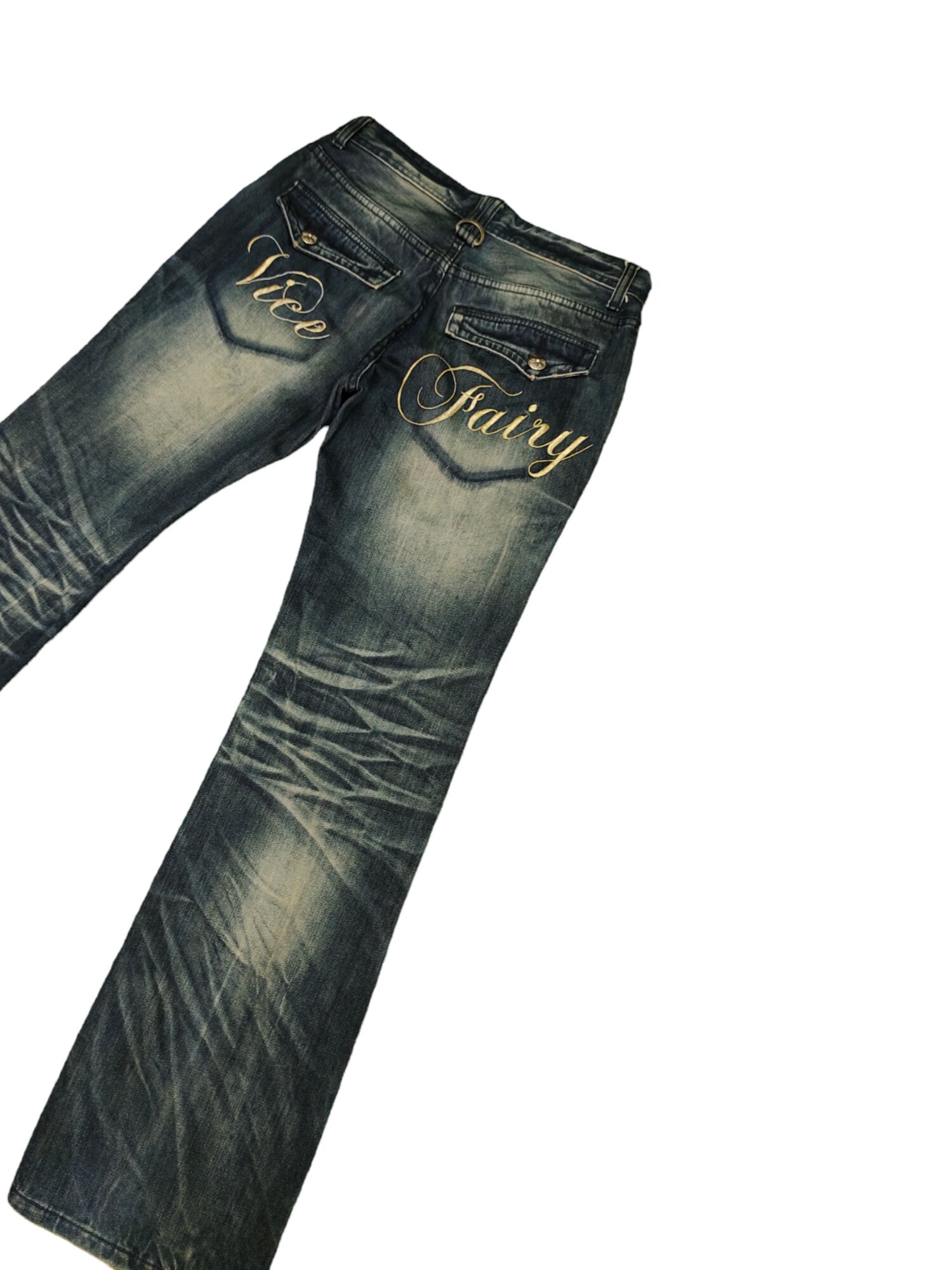 W30x31.5 Flare Jeans Vice Fairy Distress Clawmark Boot Cut Y2k Goa  