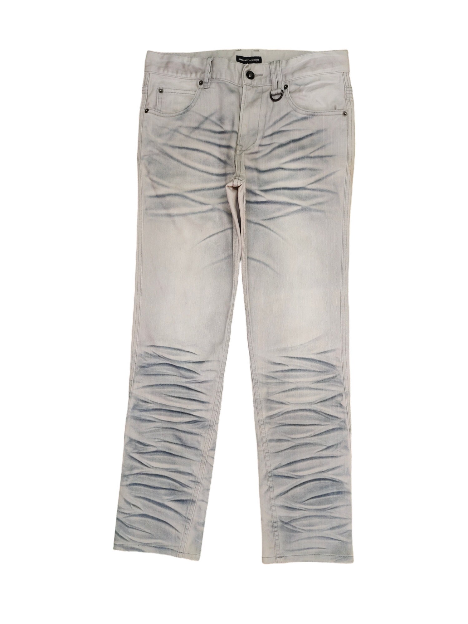 Vintage Semantic Design Denim Jeans: Clawmark Charcoal, Y2K 