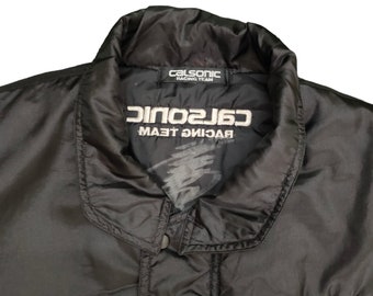 Vintage Calsonic Racing Team Embroidered Bomber Jacket - Size XL