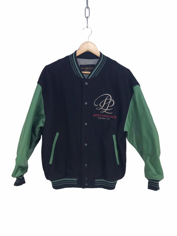 Vintage Peyton Place Varsity Jacket: Leather & Wool, Size M