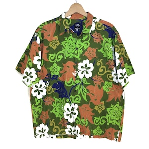 Vintage BUZZ Psychedelic Multicolor Floral Hawaiian Shirt / Aloha Wear Shirt