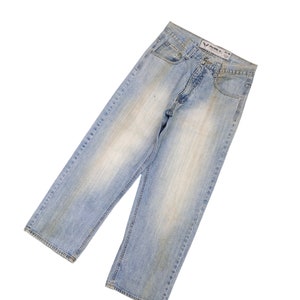 W32x29 Baggy Jeans Avirex Sand Wash Wide Leg Jeans Southpole Y2k Streetwear Vintage Hip Hop Rapper Jnco Dogtown Southpole Fubu  Waist 32