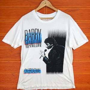 Vintage 80s BARRY MANILOW On Broadway Tour T-Shirt / 1989 Tour Broadway Concert Promo Band Rock Medium size