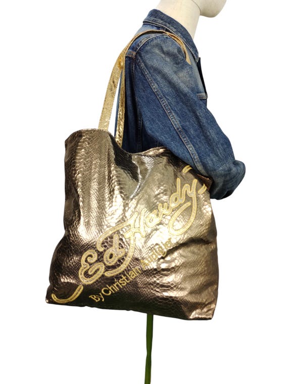 Ed Hardy ハンドバッグ Y2K ブラック 黒 刺繍 ゴールド 総柄 Ed Hardy ハンドバッグ Y2K ブラック 黒 刺繍 ゴールド 総柄