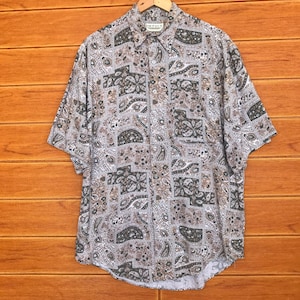 Vintage IMPACT 100% Rayon Paisley Hawaiian Shirt / Aloha Wear / Rockabilly Shirt / Surfing Shirt / Beach / Party / Size M