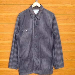 Vintage chemise en jean rayée NEIGHBORHOOD Wabash Hickory SS03 / Quartier Japon / Design Wabash / Arigato / Ouvrier / Taille L