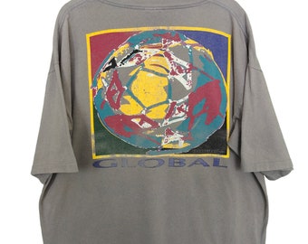Vintage 90s Umbro Global Psychedelic Artwork T Shirt / Umbro Sport Tee Size XXL