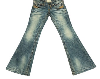 Vintage Lolita Flare Jeans, Clawmark Distressed Denim (w27x31) - Etsy