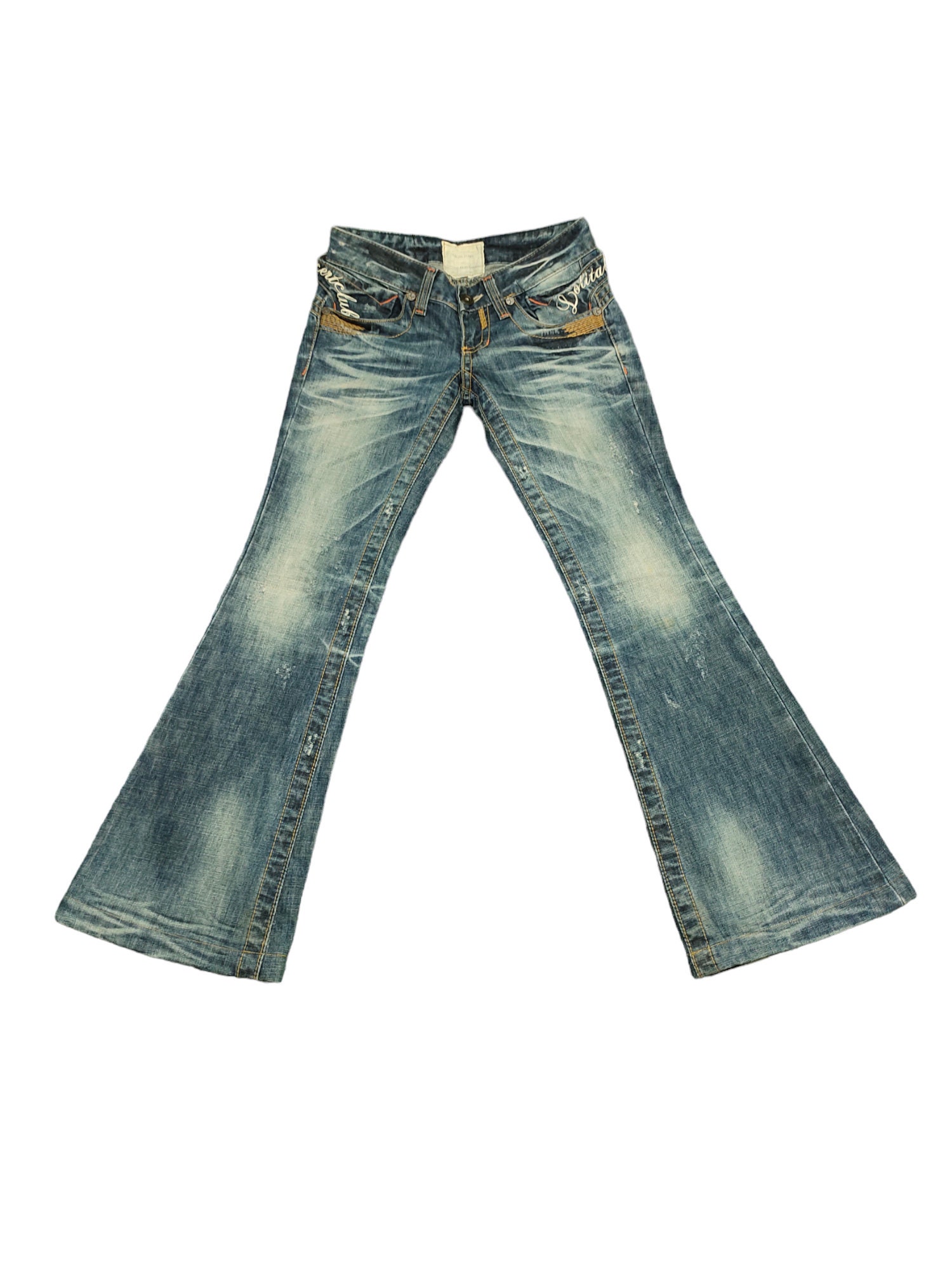 Vintage Lolita Flare Jeans, Clawmark Distressed Denim (w27x31) - Etsy