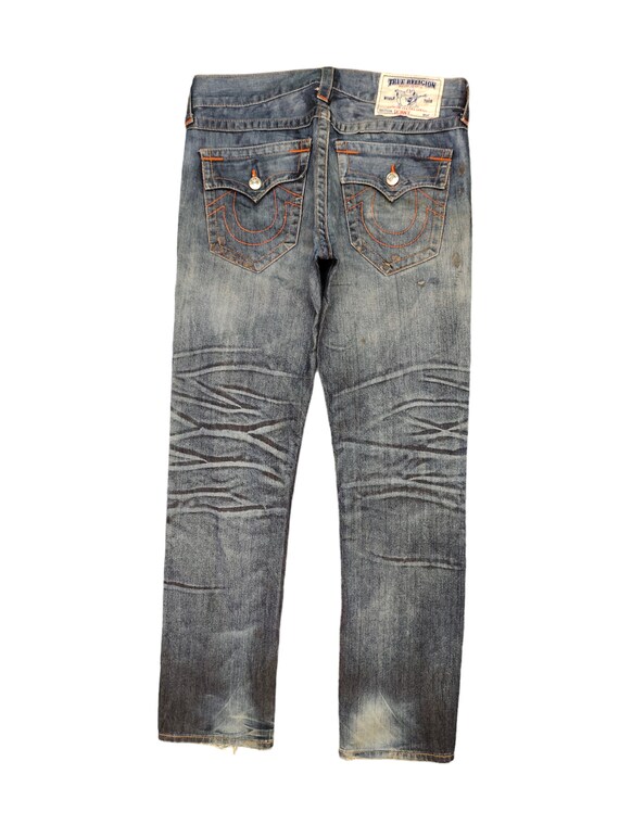 Vintage Y2k True Religion Jeans: Faded Distress Denim, Skinny Fit