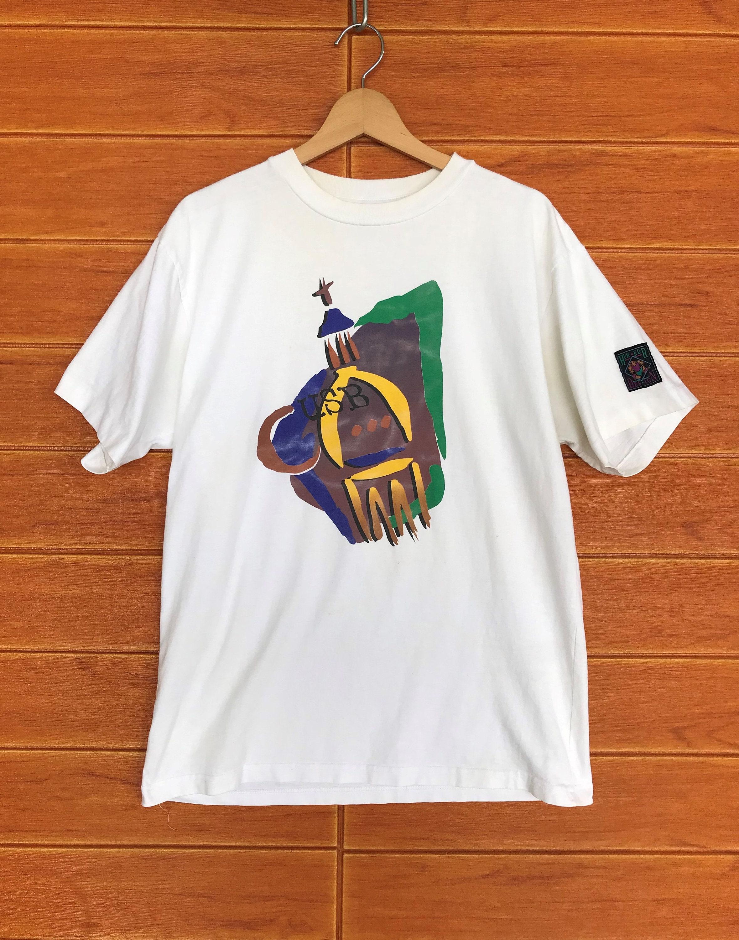 Vintage 90s USB Humeur Design Artwork T-shirt / Pop Art