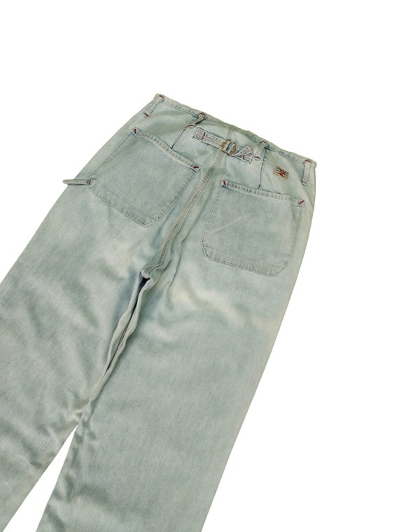 Vintage 90s 45rpm Buckle Back Baggy Denim Pants W… - image 1