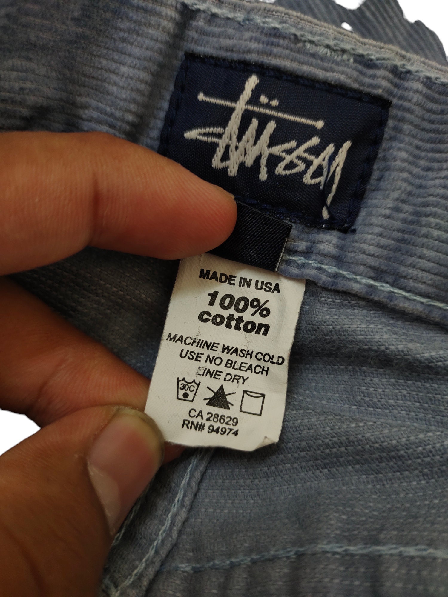 W34x29.5 Vintage 1990s Stussy Corduroy Baggy Denim Pants W34x29.5 Vintage 1990s Stussy Corduroy Baggy Denim Pants