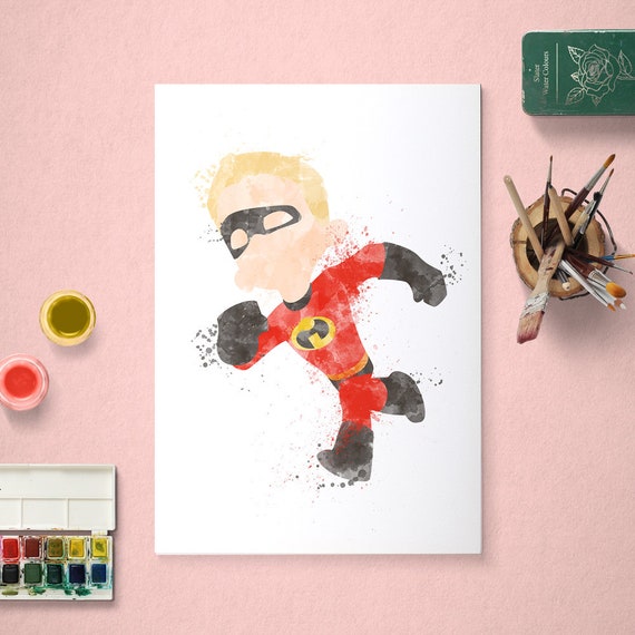 Dash, The Incredibles, superhero Poster, Watercolour Art, Printable Instant Download Il_570xn