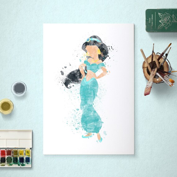 Jasmine, Disney Princess, Aladdin Poster, Watercolour Art, Printable Instant Download Il_570xn
