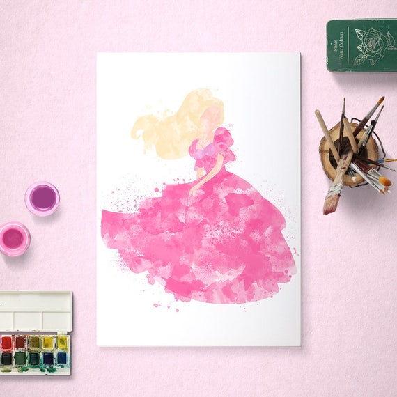 Barbie, Princess, Watercolour Art, Printable Instant Download Il_570xn