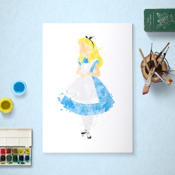 Alice, Disney Princess, Alice in Wonderland Poster, Watercolour Art, Printable Instant Download Il_570xn