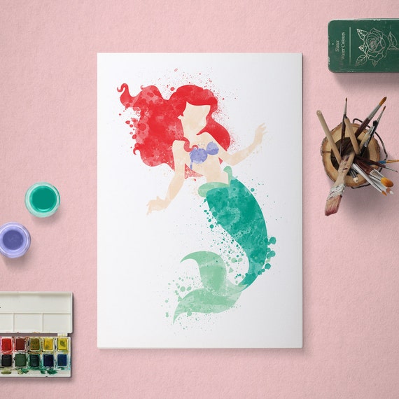 Ariel, Disney Princess, Little Mermaid Poster, Watercolour Art, Printable Instant Download Il_570xn