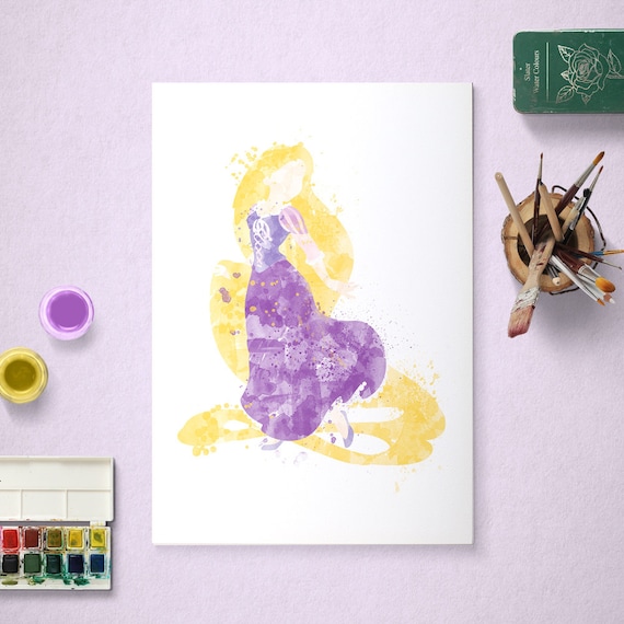 Rapunzel, Disney Princess, Tangled Poster, Watercolour Art, Printable Instant Download Il_570xn