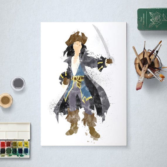Pirate, Captain, Watercolour Art, Printable Instant Download Il_570xn