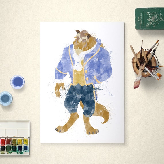 The Beast, Beauty and the Beast, Poster, Watercolour Art, Printable Instant Download Il_570xn