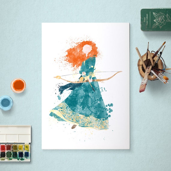 Merida, Disney Princess, Brave Poster, Watercolour Art, Printable Instant Download Il_570xn