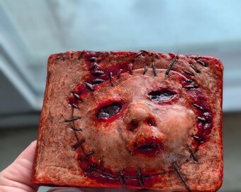 Latex Ed gein skin wallet leatherface horror halloween haunt wallet