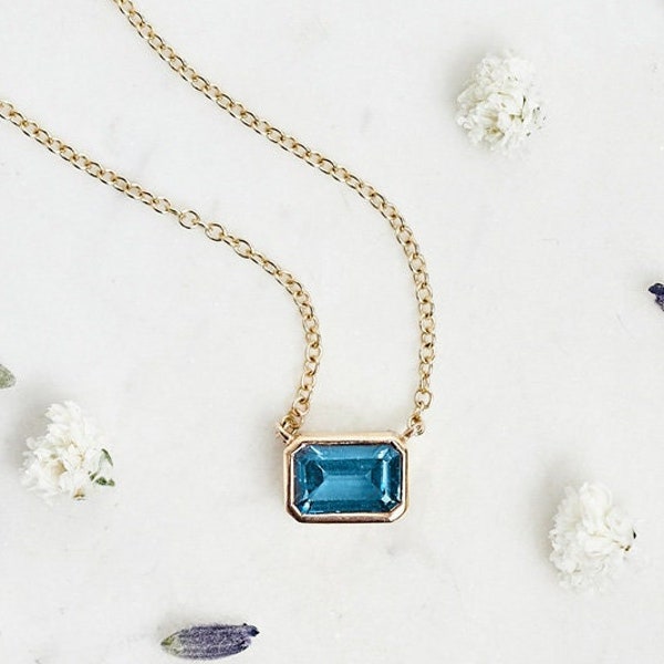 Colgante de topacio azul de Londres, amuleto de piedra de nacimiento de noviembre, piedra preciosa natural, regalo único para ella