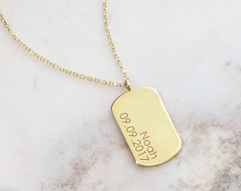 Tiny Gold ID Pendant, Custom Engraved Charm, 9K 14K 18K Gold Tiny Gold ID Pendant, Custom Engraved Charm, 9K 14K 18K Gold