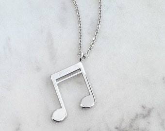 Tiny Gold Musical Pendant, 9K 14K 18K Gold Necklace, White Gold, Dainty Music Note Charm, Music Jewelry, Solid Gold Notes, Gift For Daughter