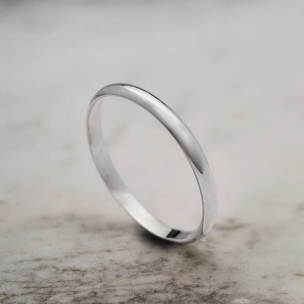 Alliance en or blanc, bague en or massif 9K 14K 18K, bague polie, alliance gravée sur mesure, bijoux minimalistes, alliance pour hommes