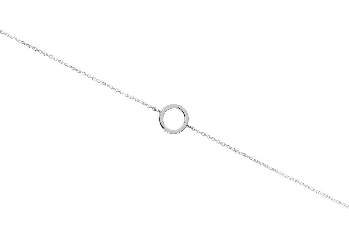 Solid Gold Circle Bracelet 9K 14K 18K White Gold Bracelet Etsy