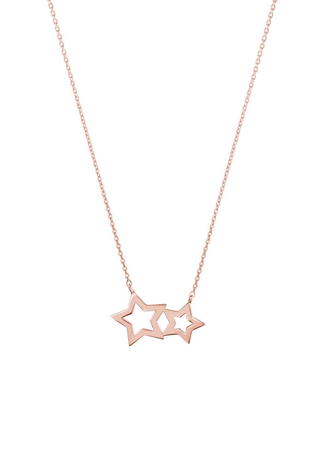 Collana in ottone rosato con ciondolo forma rombo, cristalli e smalto