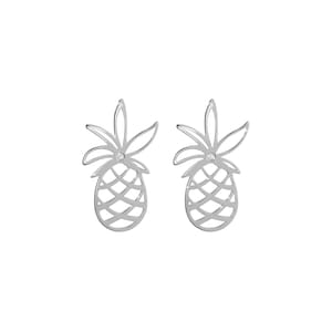 Gold Ananas Ohrringe mit einem weißen Diamanten, tropische Ohrstecker, 9K 14K 18K Weißgold Ohrringe, Winziger natürlicher Diamant, Exotischer Obstschmuck Bild 4