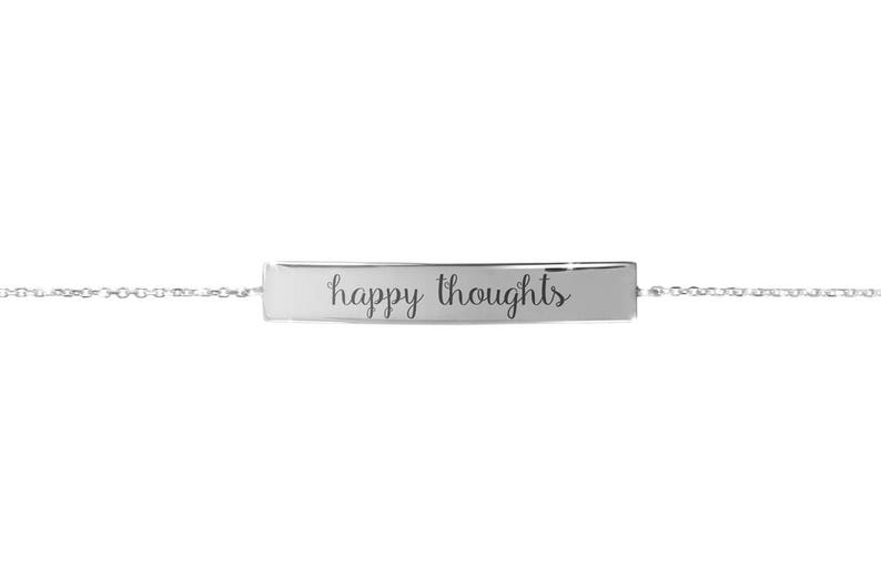 Customized Coordinates Bar, Personal Quote or Wish, 9K 14K 18K Gold Bracelet, Engraved Curved Bar, Unique Gift for Her image 6
