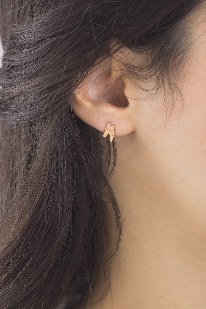 Pink Ballet Shoes Earrings Solid Gold Studs 9K 14K 18K Rose Etsy