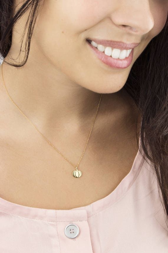Gold Pumpkin Pendant Necklace 9K 14K 18K Solid Gold Yellow | Etsy Gold Pumpkin Pendant Necklace 9K 14K 18K Solid Gold Yellow | Etsy