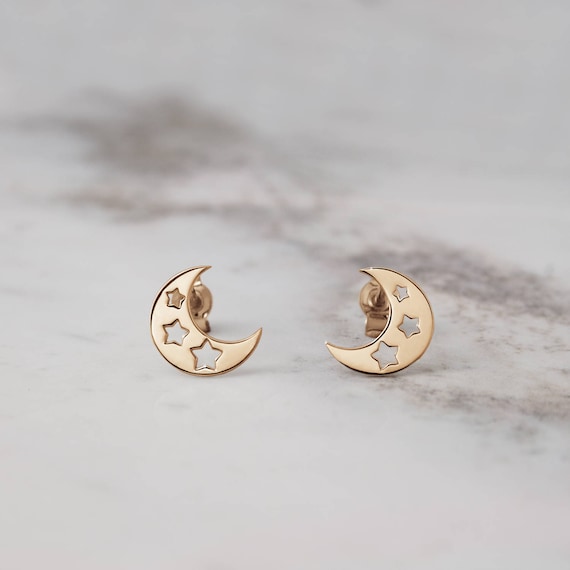 Half Moon Earrings, Gold Half Circle Earrings, Yoko's Jewelry |...