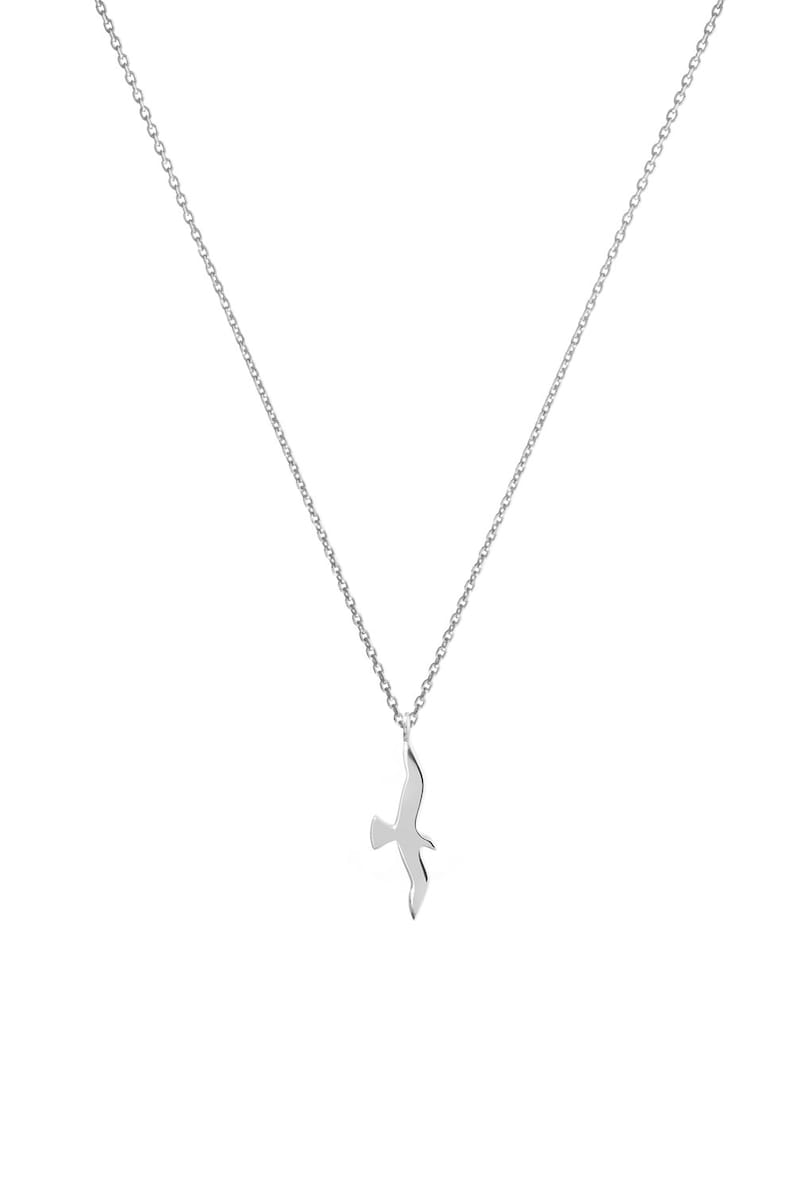 Tiny Gold Bird Necklace Seagull Charm 9K 14K 18K Gold | Etsy