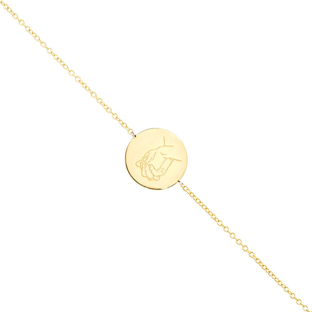 Hand Gesture Charm Bracelet, 9K 14K 18K Solid Gold, Adjustable Thin Chain, Best Friend Gifts