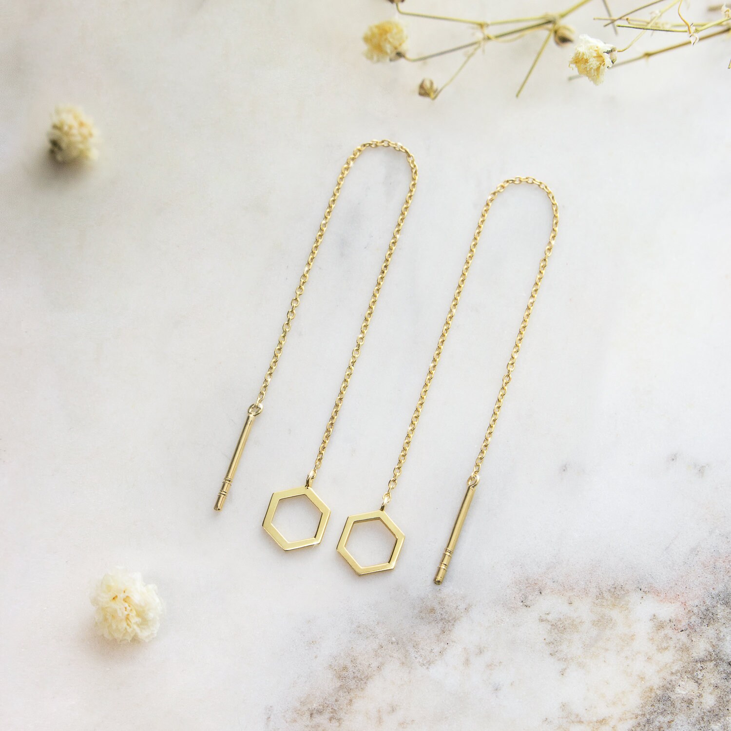 Triple Chevron Threader Earrings in Gold, Silver, Rose Gold or Mixed Metal main image 1