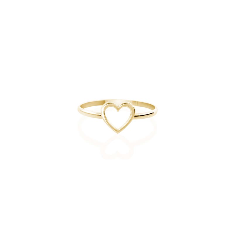 Gold Heart Frame Ring 9K 14K 18K Gold Ring Yellow Gold Etsy UK