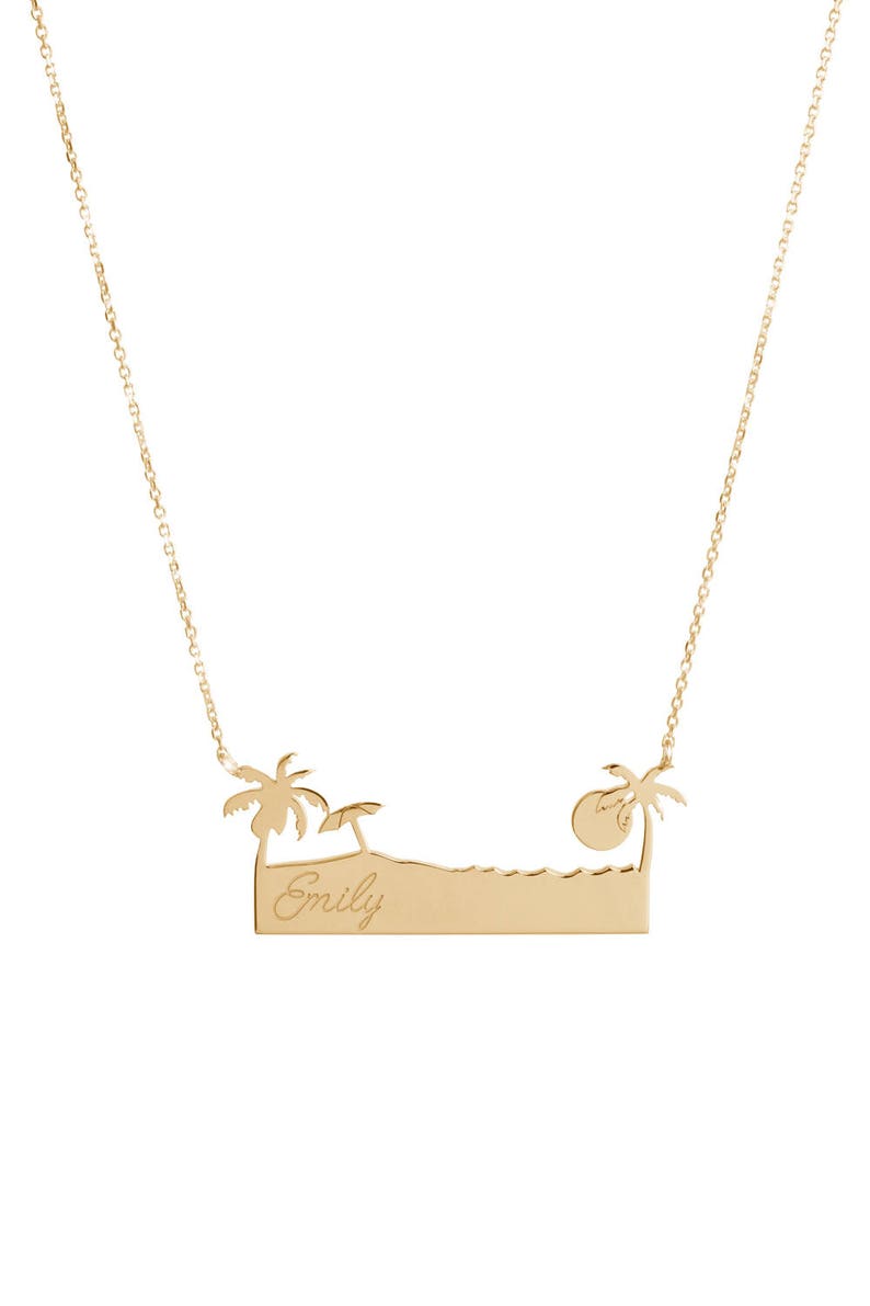 Gold Palm Tree Necklace with Engraved Name, Inspirational Personalized Gift, 9K 14K 18K Solid Gold, Custom-Engraved image 4