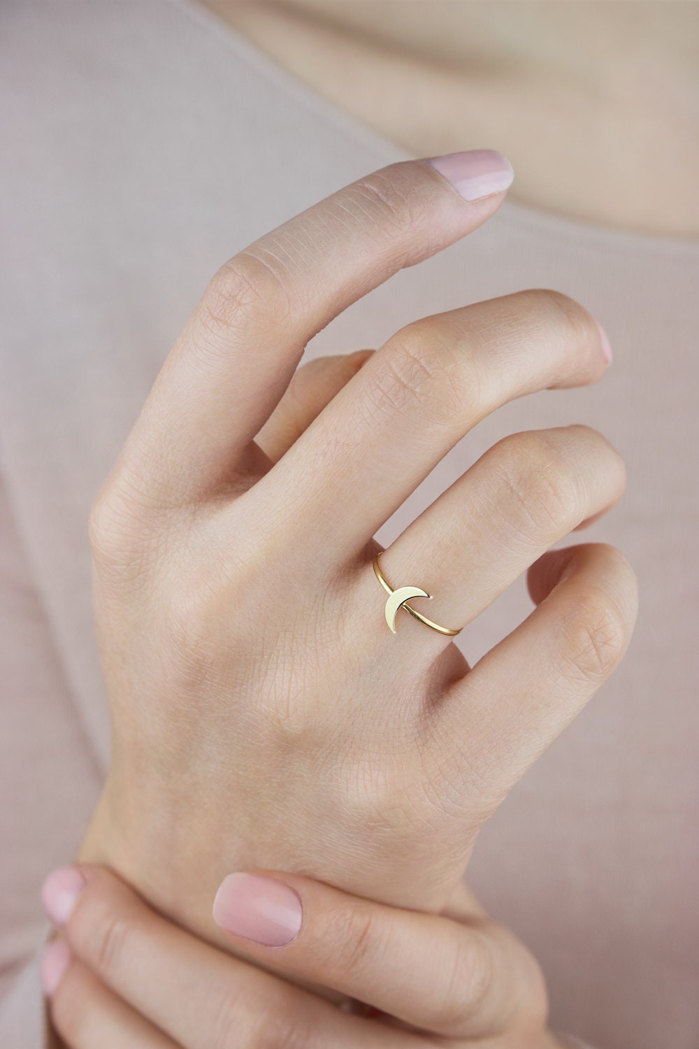 Crescent moon 2024 beaded ring