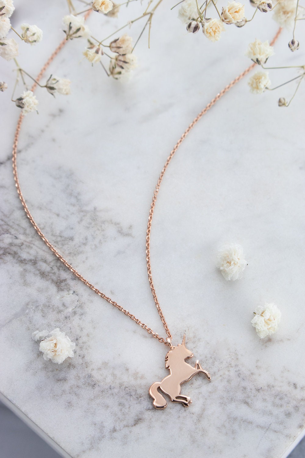 Rose Gold Unicorn Necklace Etsy Singapore