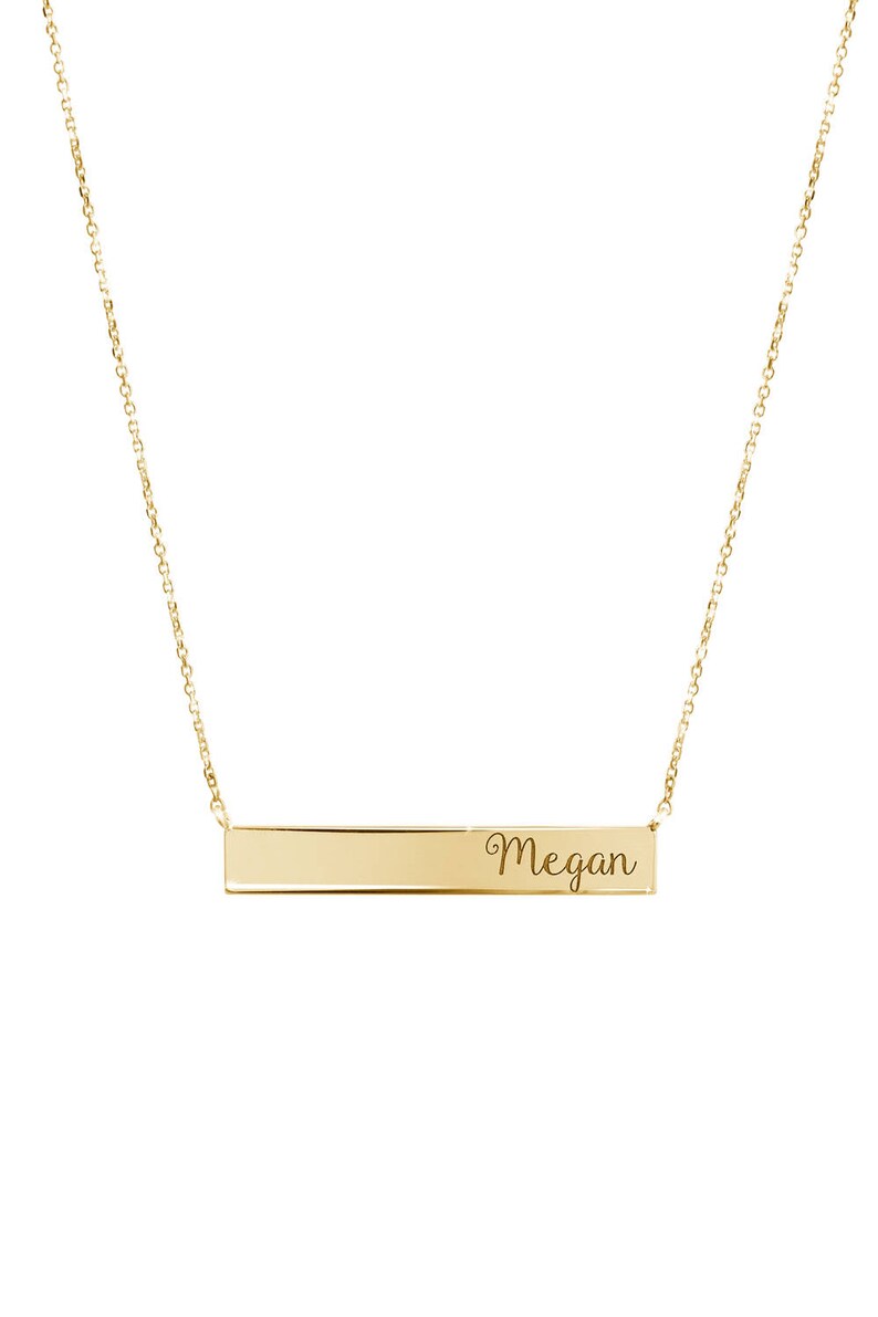 Customizable Name Necklace Gold Bar Necklace Both Sides Etsy