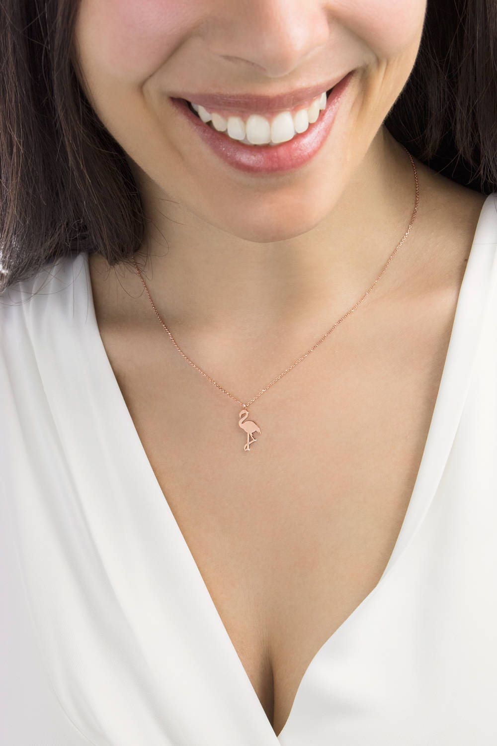 Rose gold flamingo necklace discount