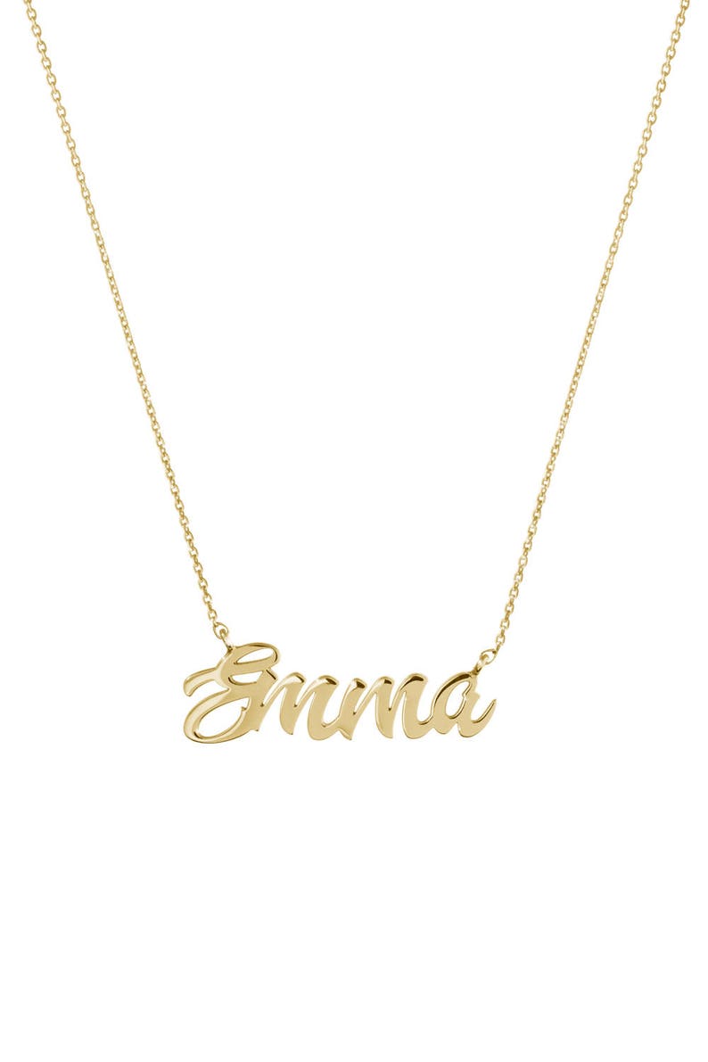 Cursive Script Necklace Rose Gold Name Pendant 9K 14K 18K | Etsy